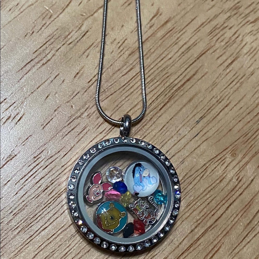 Eeyore pooh floating charm locket necklace